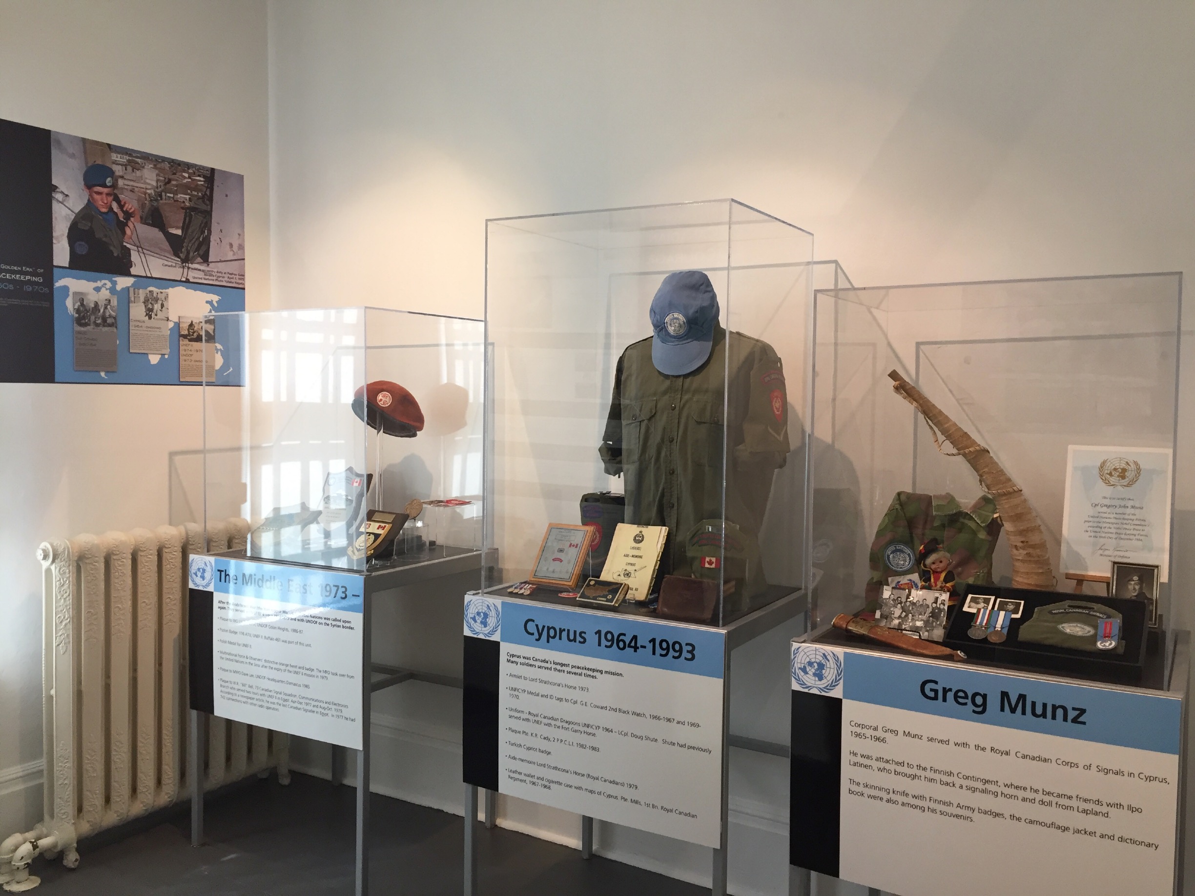Photo of the "Peacekeeping" exhibit from the Oakville Museum.
